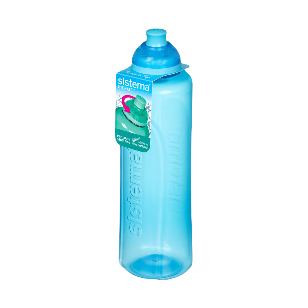 Sistema 480ML Helix Squeeze Bottle, school & on the go,comes with Twist ‘n’ Sip lid, easy grip, L-proof, Impact-R.Dishwasher safe & BPA Free, Blue - 1