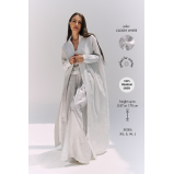 Linen Abaya Summer Cardigan, Glossy White (M) - 5 miniature