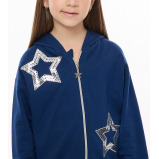 Комплект Из 2 ПРЕДМЕТОВ Для Девочек, Синий, Толстовка С КАПЮШОНОМ На МОЛНИИ с вышитой звездой + брюки (7-8 лет) - 6 miniature