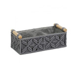Homesmiths Small Cotton Rope Basket With Handle Grey 30 x 14 x H9 cm - 1 miniature