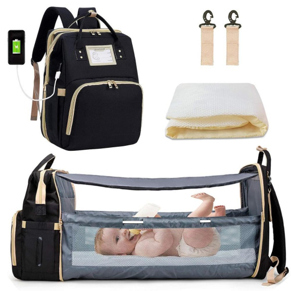 GStorm Diaper Bag, Backpack, Multifunctional Baby Bed, Nursing Hand Bag, Portable Infant Crib With Sunshade, Great For Travel And It is Convenient To 