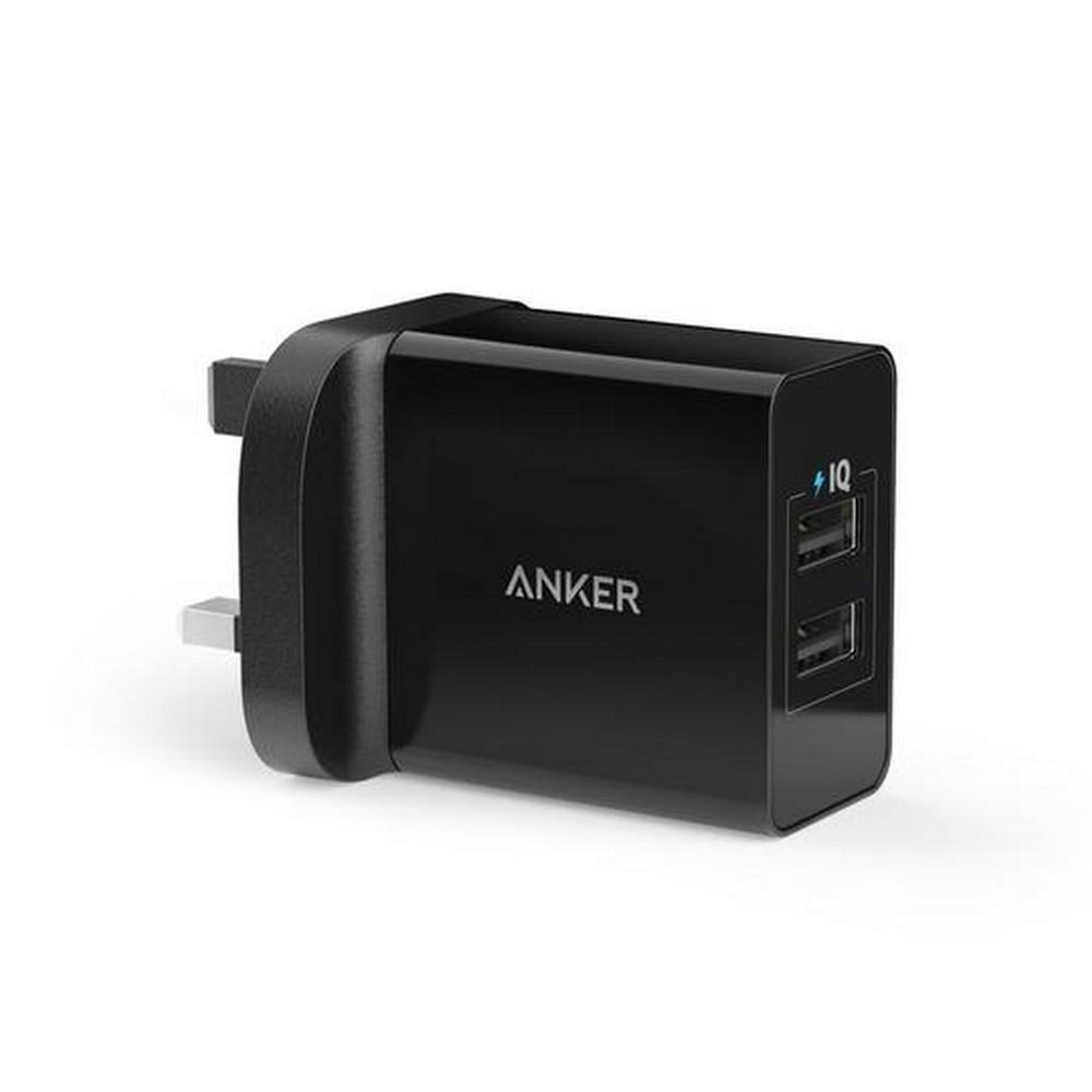 Зарядное УСТРОЙСТВО Anker 24 ВТ, 2 Порта USB, Великобритания, черный - 1