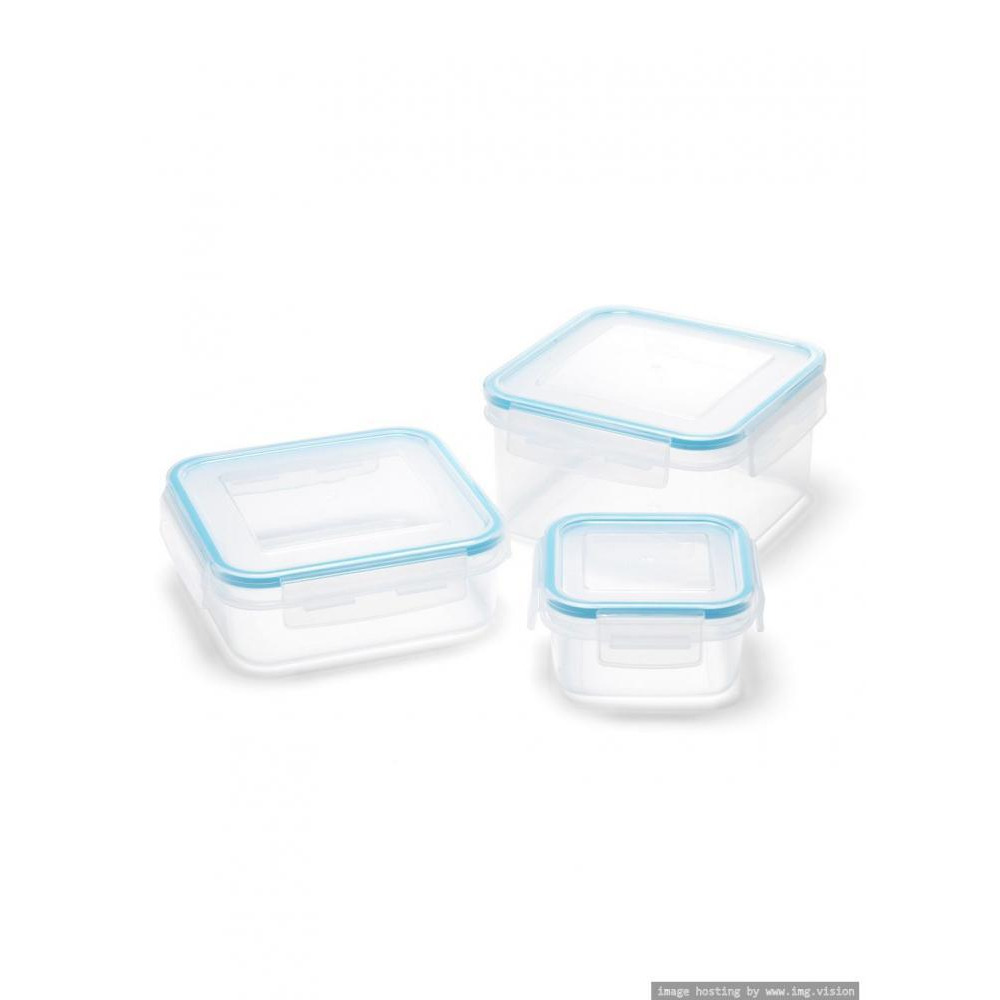 Addis Clip & Close Square Food Container Clear Set of 3 - 1