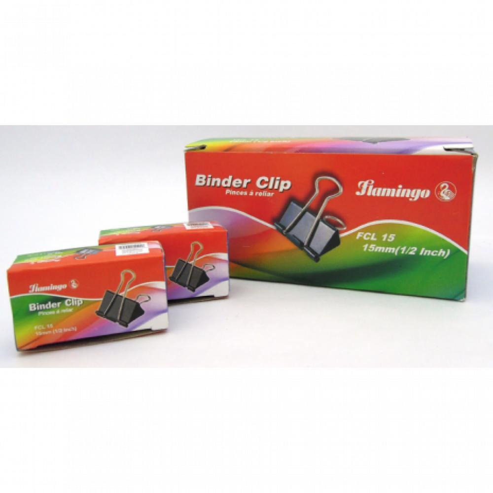 Flamingo Binder Clip 15 MM - 12 Packets - 1