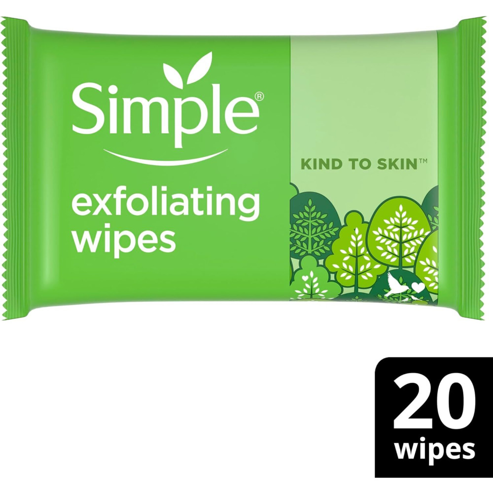 Simple, Exfoliating Face Wipes cleansing wipes for sensitive skin, 20 wipes - 2