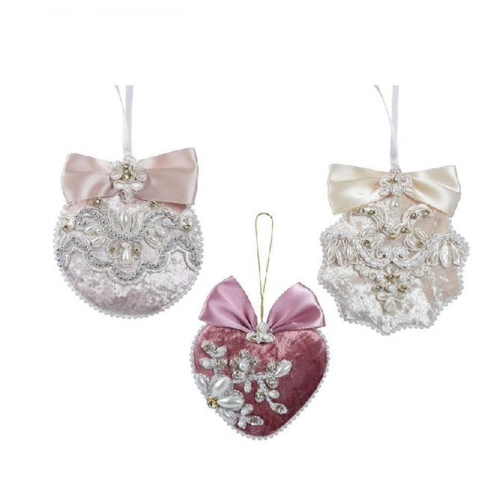 Kaemingk Decoris Figures Polyester Velvet Bow Acrylic Beads Assorted 1 Piece - 1