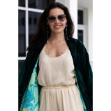 Asian Spirit, Deep Turquoise Velvet Abaya Jacket, Free size (XS-XL) - 6 miniature