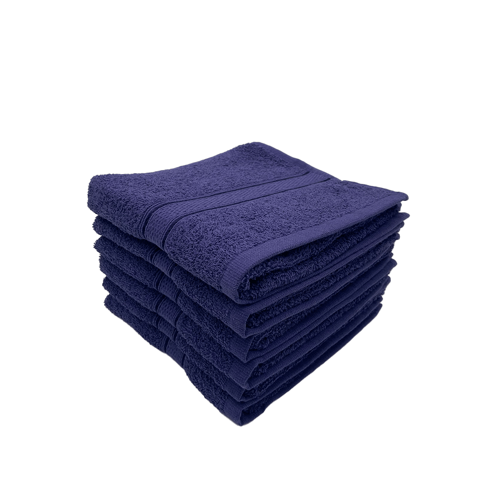 منشفة يد BYFT Daffodil Stripe Diamond Dobby قطن 500 جرام لكل متر مربع، 60 × 110 سم، أزرق داكن، مجموعة من 6 قطع - 2