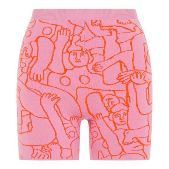 Human Mess Knitted Shorts (Pink/Orange),SIZE S