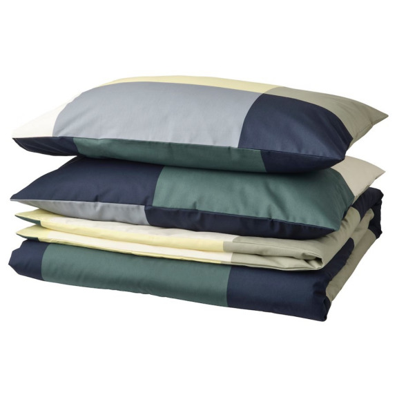 IKEA BRUNKRISSLA Duvet cover and 2 pillowcases, green/multicolour, 240x220/50x80 cm