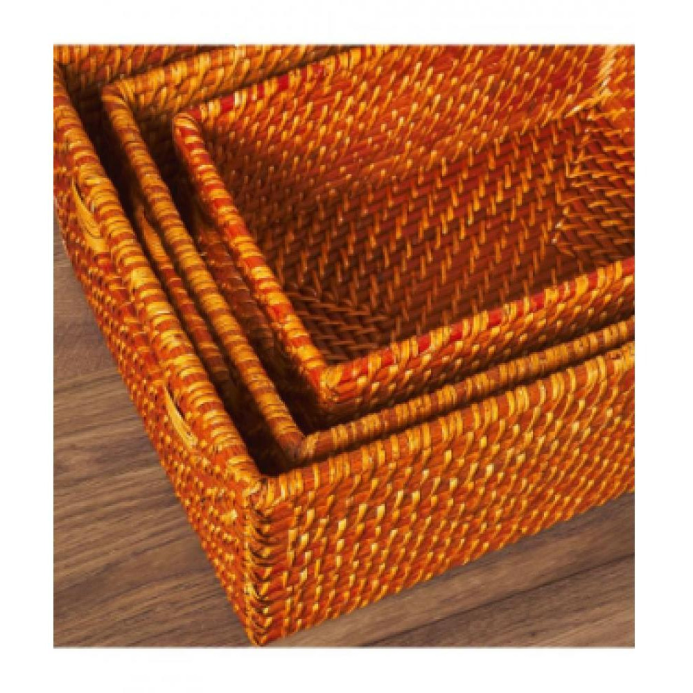 Homesmiths Copper Rattan Storage Bins With Handles Medium - 5