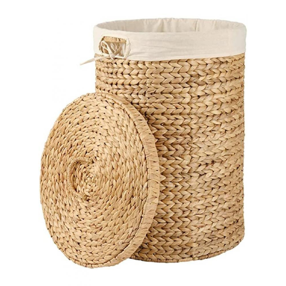 Homesmiths Round Water Hyacinth Laundry Hamper Dia-44 x 62 cm - 4
