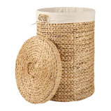 Homesmiths Round Water Hyacinth Laundry Hamper Dia-44 x 62 cm - 4 miniature