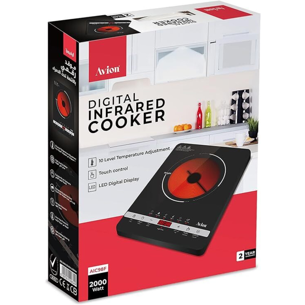 Цифровая Инфракрасная Плита Avion (AIC98F) РЕГУЛИРОВКА 10 Уровней Температуры СВЕТОДИОДНЫЙ Дисплей Защита От Перегрева сенсорное управление. - 2