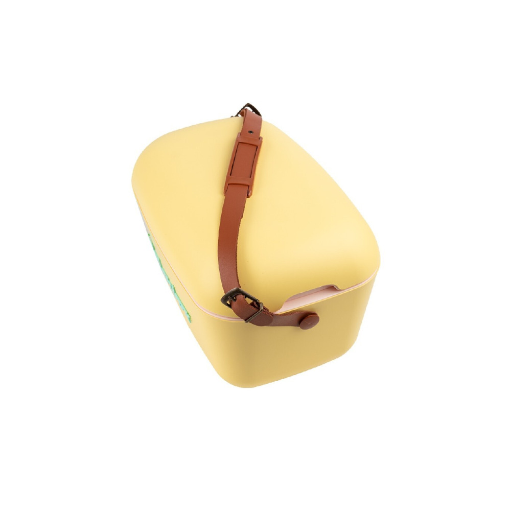 Polarbox Classic Cooler Box with Leather Strap,  Yellow - Cyan Rigid Thermal Insulated Ice for Beach, Picnic Party, 12L - 3