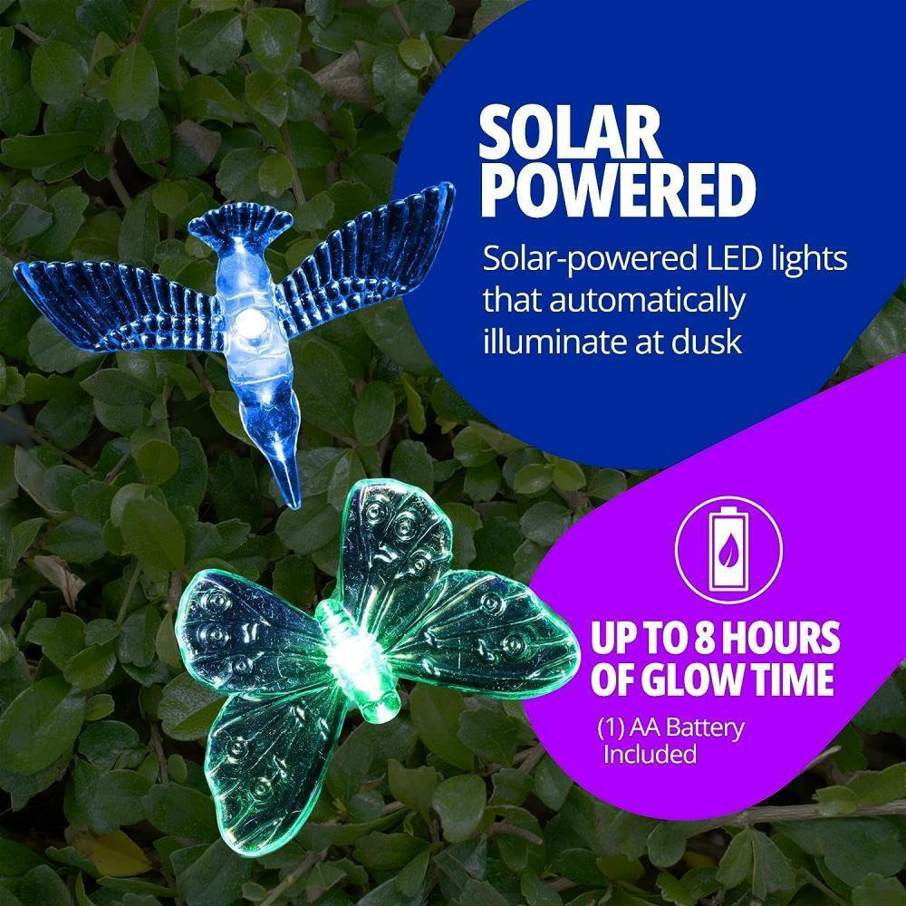 Exhart Solar Acrylic Butterfly Garden Stake - 6