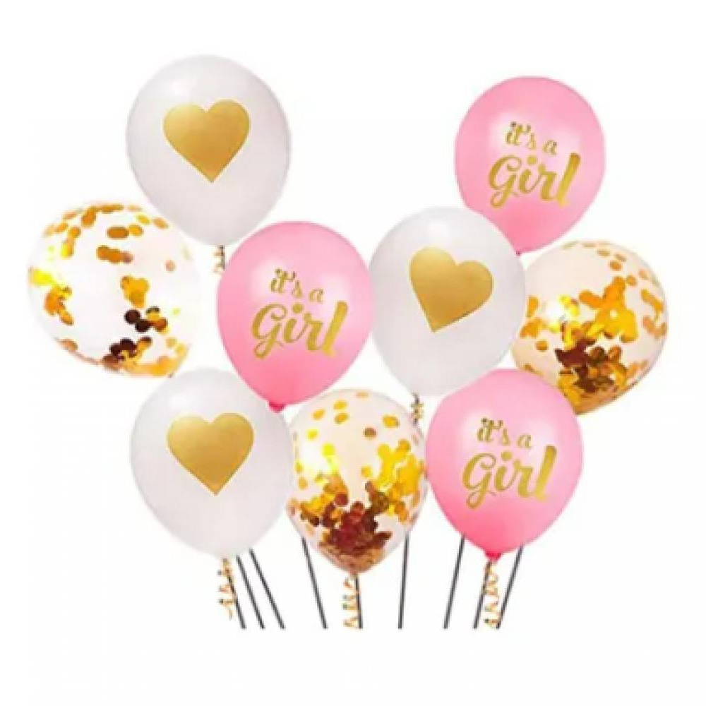 Highland / Balloons, Gender reveal party decorations, "It's a girl", 9 pcs - 1