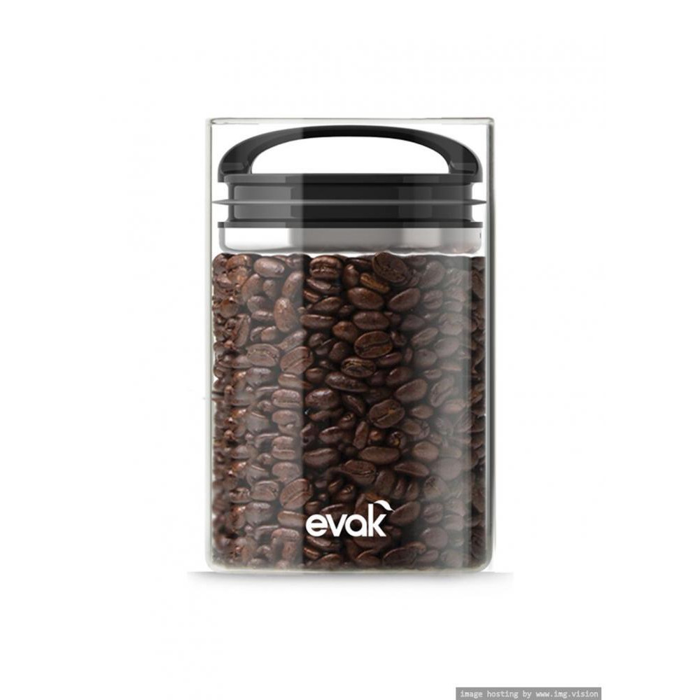 Evak Black Gloss Round Storage Container with Compact Handle Medium - 1