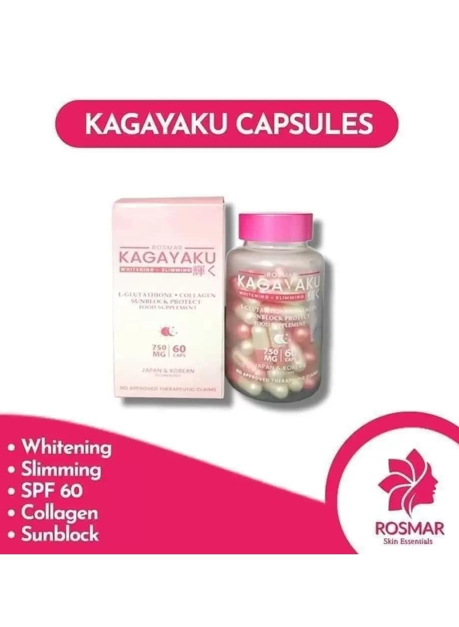 kagayaki glutathione ORIGINAL ROSMAR KAGAYAKU GLUTA CAPSULE 60CAPS/750MG | Effective Whitening Capsule | Authentic Kagayaku Capsule | Gluta Capsule | Whitening Capsule | Whitening Slimming Capsule | Collagen Sunblock Protec | Anti Aging | - Lazada Buy Rosmar Skin Essentials Kagayaku