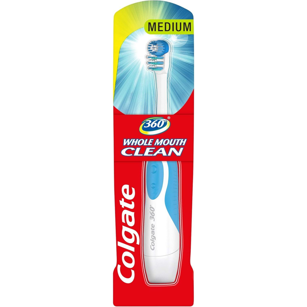 ElectricToothbrush Colgate 360 Whole Mouth Clean, Medium, Battery, assorted colors - 1