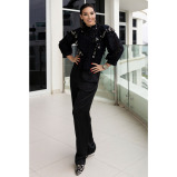 الروح الآسيوية، سترة علوية من الدانتيل باللون الأسود، مقاس صغير (S) - 3 miniature