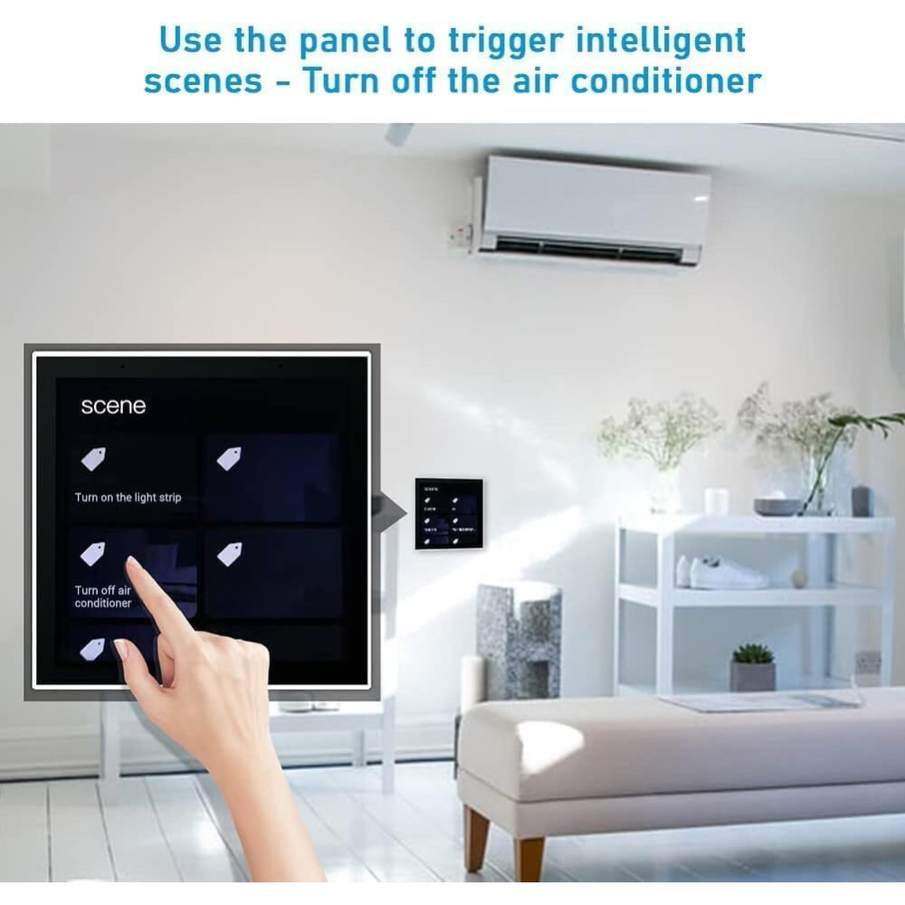 Smart Multi-functional Control Panel WiFi Smart Wall Screen with Sensor APP Control with 4-inch LCD Touch Screen Clock Date Temperature Weather Displa - 5