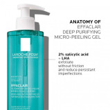 LA ROCHE-POSAY / Gel, Effaclar, Micro-peeling purifying, 13.52 fl.oz (400 ml) - 4 miniature