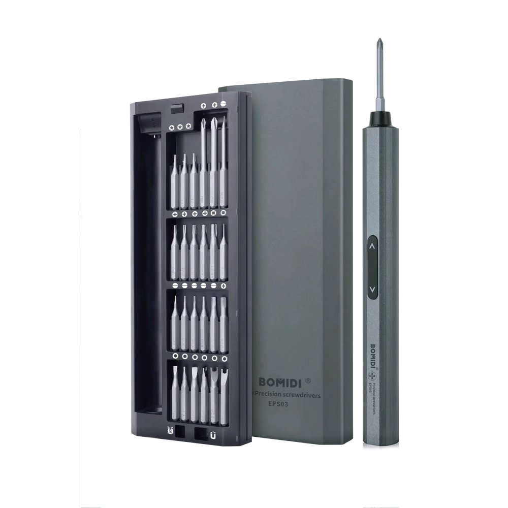 BOMIDI EPS03 Electric Screwdriver Set 48 in 1 With 6 Pieces Long Screwdriver  42 Pieces Short Screwdriving Bits and Rechargable Storage Box - Black - 1