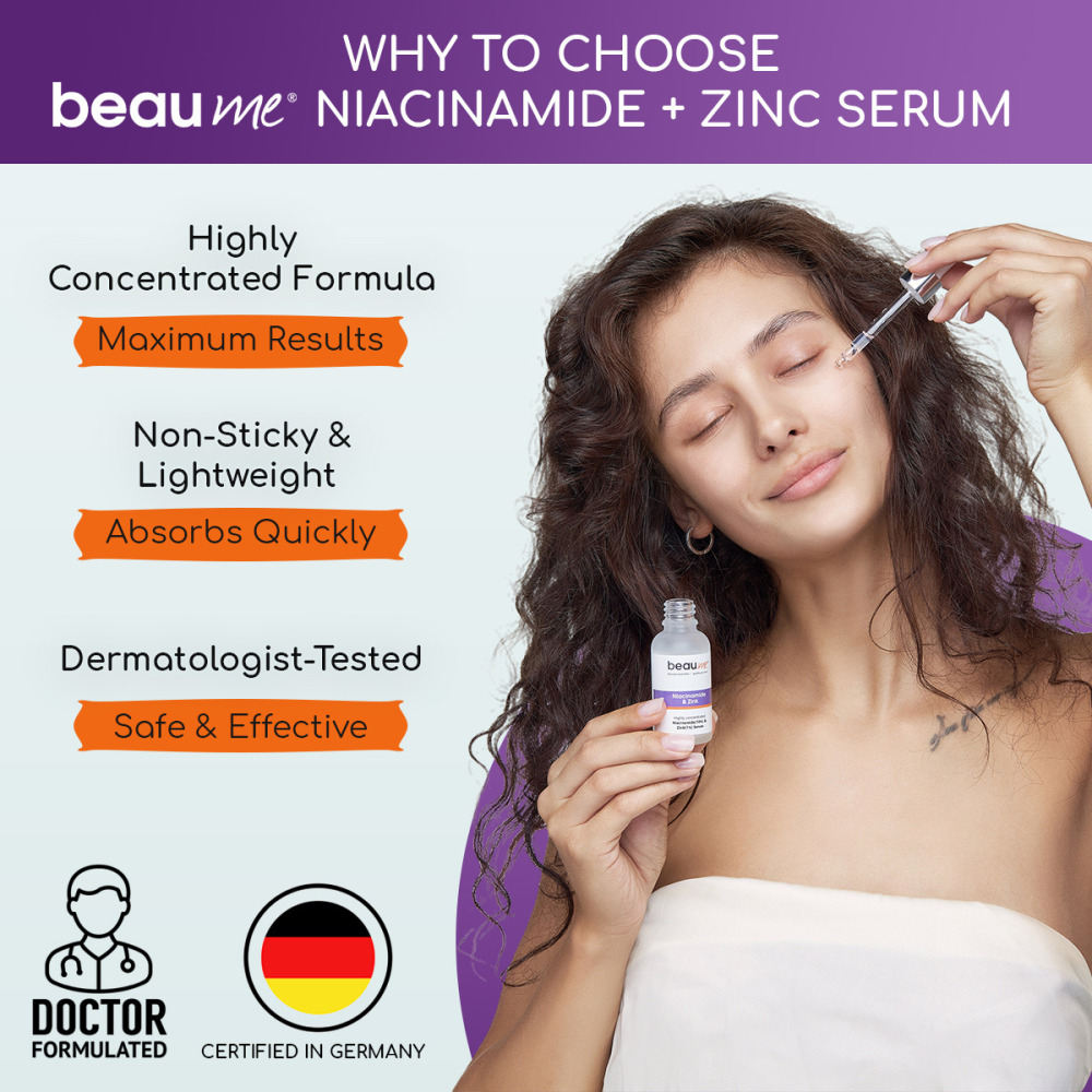 BEAUME® Highly Concentrated Niacinamide + Zinc Serum with 10% Niacinamide, 1% Zinc and Hyaluronic Acid, 30ml - 4