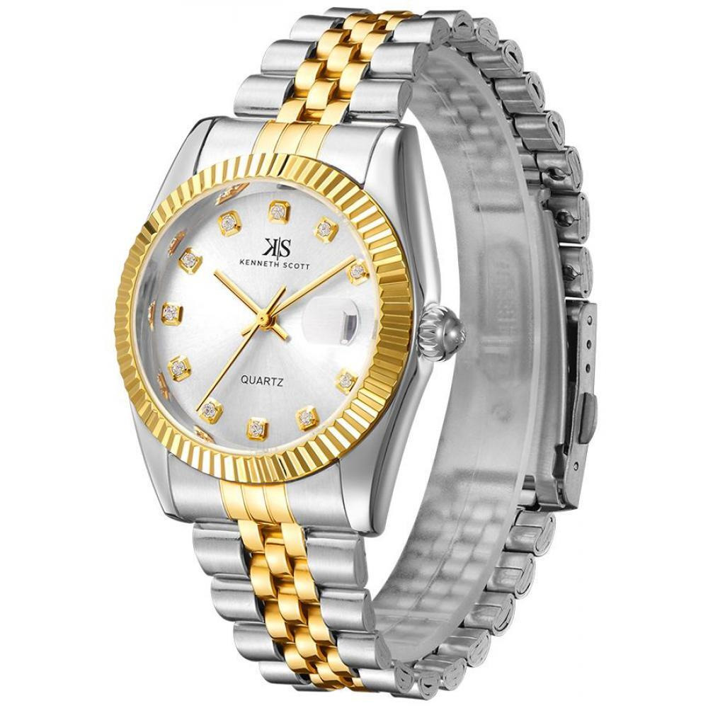 Kenneth Scott Men's White Dial Analog Watch - K22036-TBTW - 2