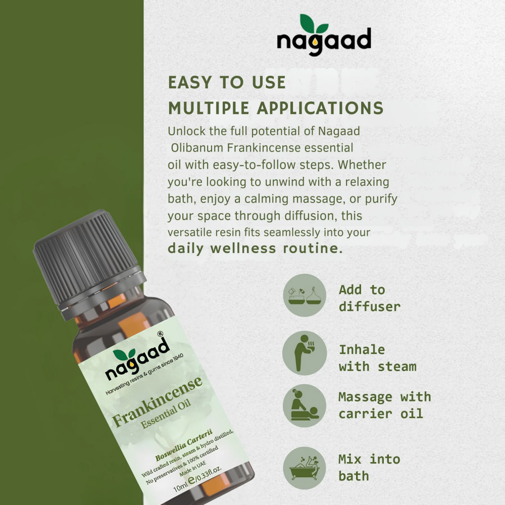 Nagaad Frankincense Boswellia Carterii Essential Oil Luban - 100% Natural Organic - 5