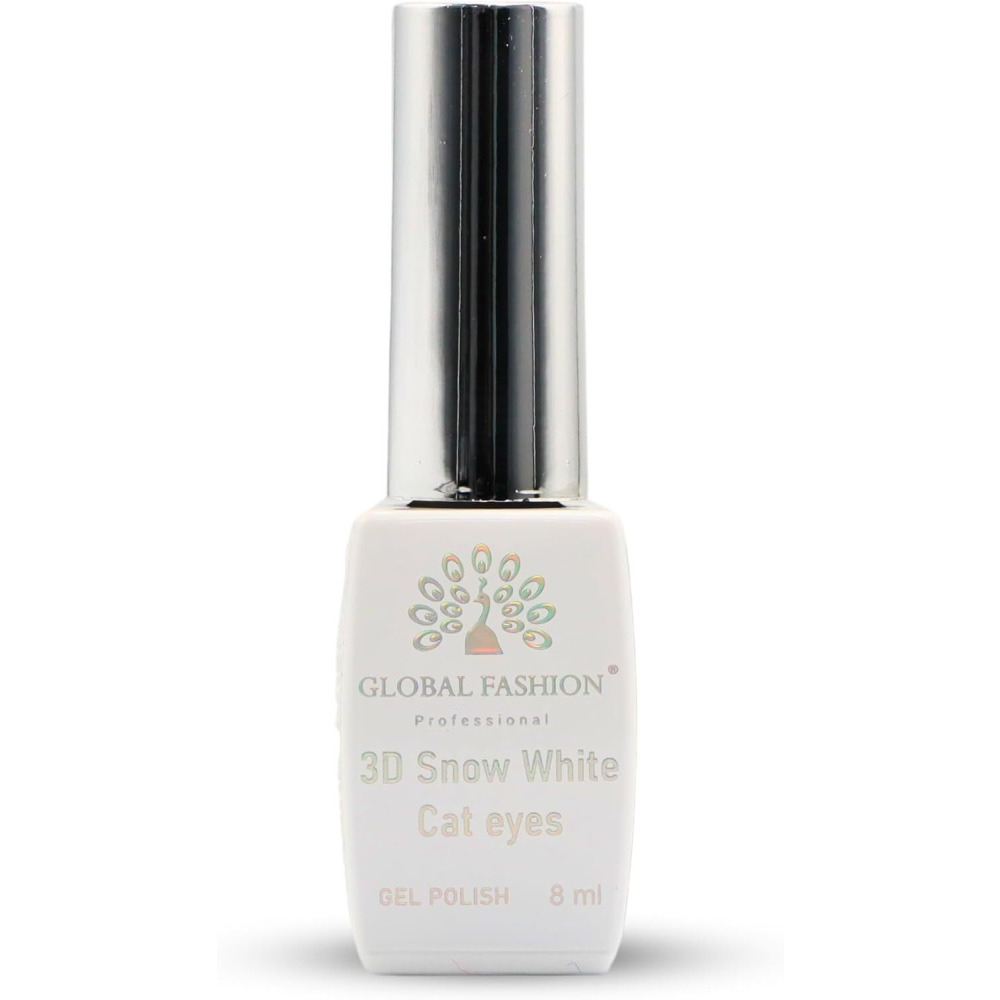 طلاء جل عيون القطة 3D Snow White من Global Fashion Professional 8ML - أظافر لامعة تدوم طويلاً، (015، 8 مل) - 3