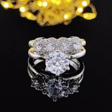 PAMEER Store:роскошное Кольцо Из СТЕРЛИНГОВОГО Серебра 925 Пробы С Цирконом, Двойное Кольцо С Бриллиантовой ОГРАНКОЙ, дизайн кольца, размер-8 - 1 miniature