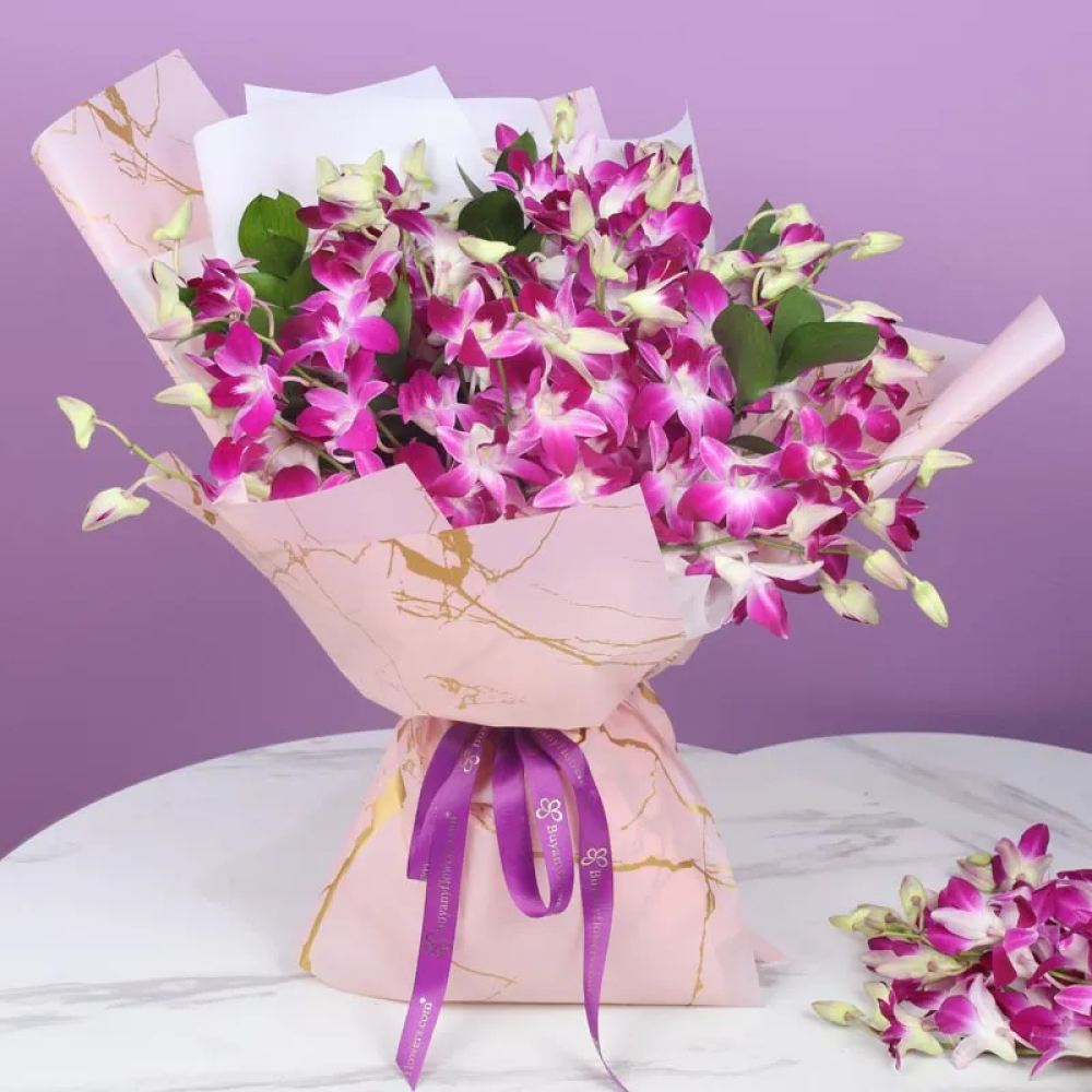 15 Purple Orchid Love Bouquet - 1