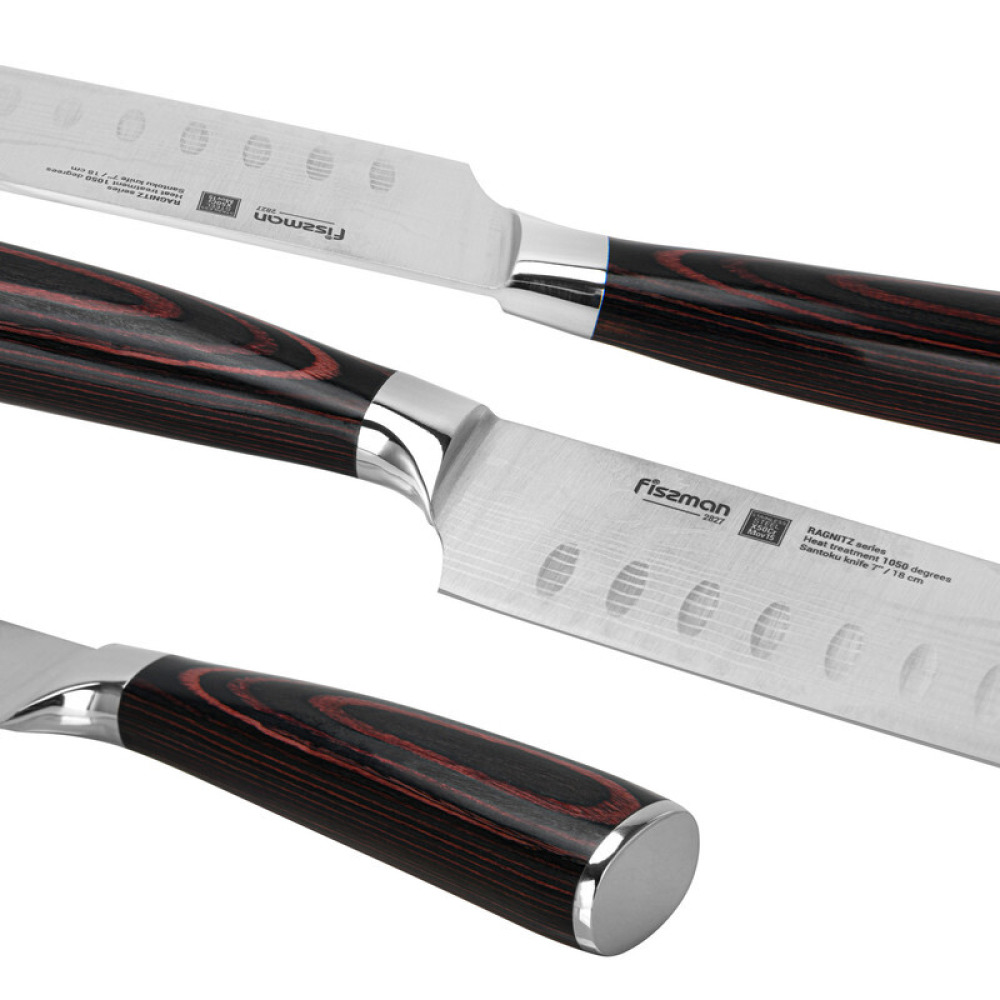 Fissman 7'' Santoku Knife Japanese Utility Knife, German Alloy X50CrMoV15 Stainless Steel Ragnitz Series - 5
