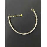 Модный ТЕННИСНЫЙ Браслет Из Стерлингового Серебра 925 Пробы С ПОЗОЛОЧЕННЫМ фианитом диаметром 3 мм - 4 miniature