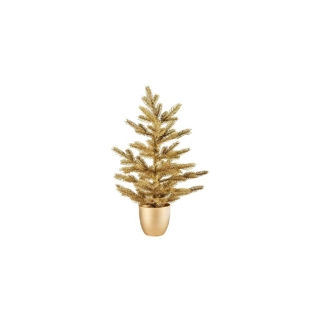 Kaemingk Decoris Tiffany Mini Tree جليتر ذهبي - 1