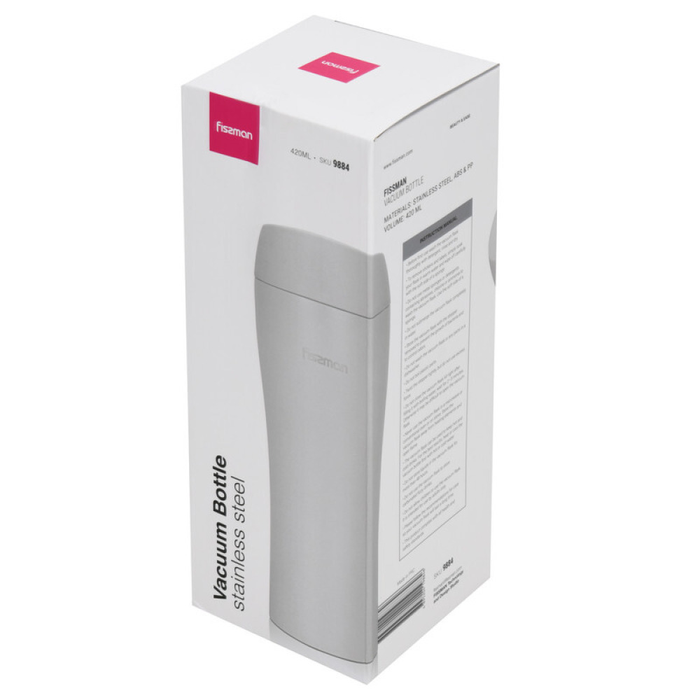 Fissman Double Wall Vacuum Travel Mug 420ml, Color White Stainless Steel - 7