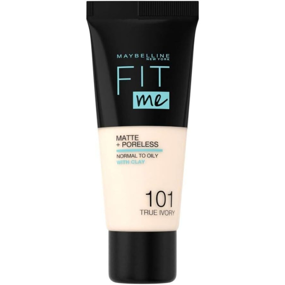Maybelline New York Maybelline Fit Me Foundation, Matte & Poreless, Full Coverage Blendable Normal To Oily Skin, 101 True Ivory - 1
