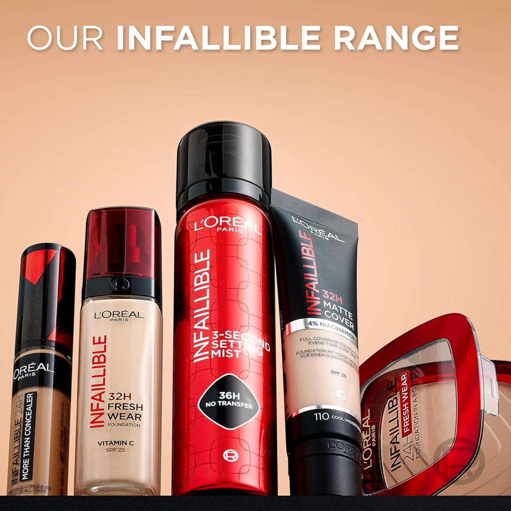 L'Oreal Paris Infaillible 32H Freshwear Foundation, SPF 25, 100 Warm, 30ml - 8