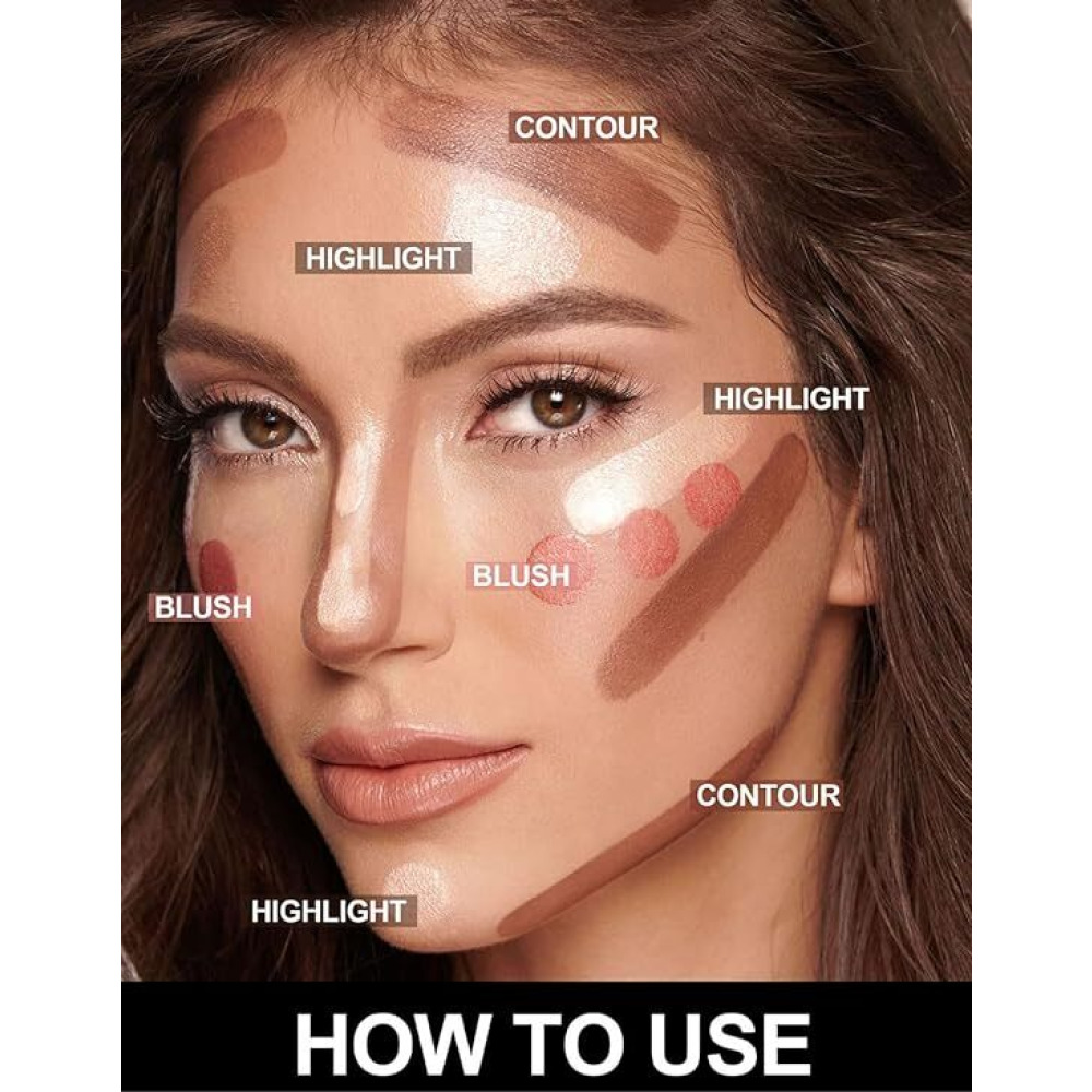 Mousse Liquid Blush For Cheeks Cream Face Blusher Stick with Sponge Palette Bronzer Highlighter Shape Moisturizing And Breathable Matte Finish H2 - 2