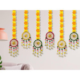 JH Gallery Handmade Artificial Marigold Fluffy Flowers Hanging for Home and Office Decoration, Pack of 6 - 6 miniature