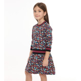 Girls' All-Over Floral Print Long Sleeves Multicolor Dresses (2-3 YRS) - 3 miniature