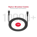 Trands Type-C to Type-C Cable, 1 meter, Black - 4 miniature
