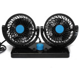 مروحة سيارة كهربائية بسرعتين 12 فولت، مروحة سيارة تدور 360 درجة، قابلة للتعديل، مروحة تبريد هواء مزدوجة الرأس للسيارة - 1 miniature