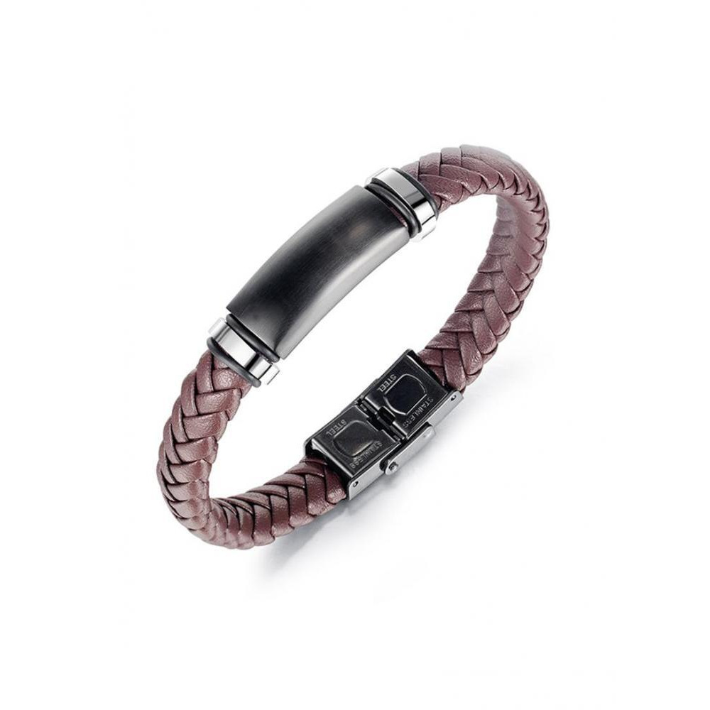 LEE COOPER Men's Stainless Steel Black\/Brown Bracelet - LC.B.01362.751 - 1