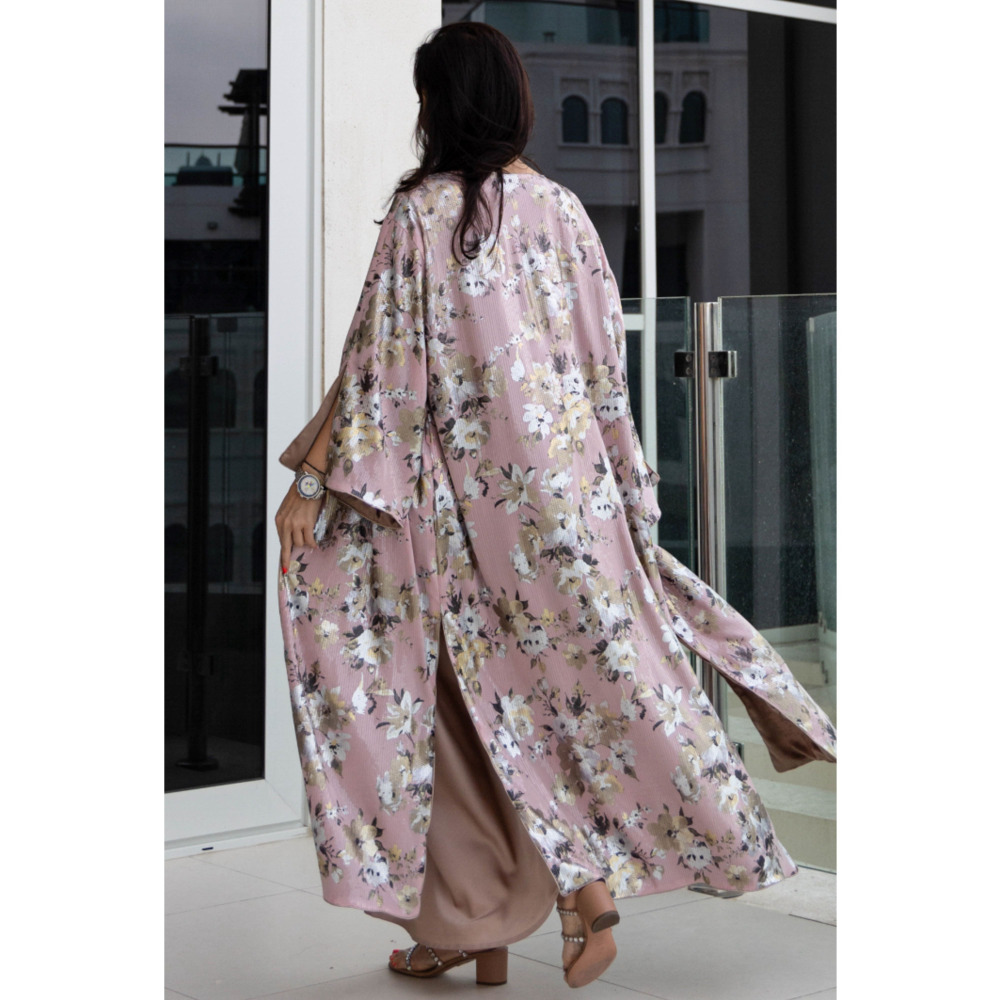 Asian Spirit, Sequins Shine Rose Abaya Kimono, Free size (XS-L) - 3