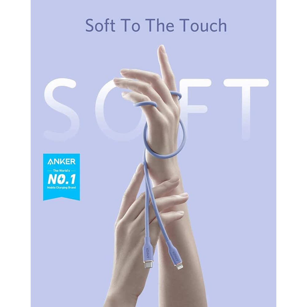 Anker, PowerLine III Flow USB-C to Lightning Cable, 0.9 m, Lavender grey - 2