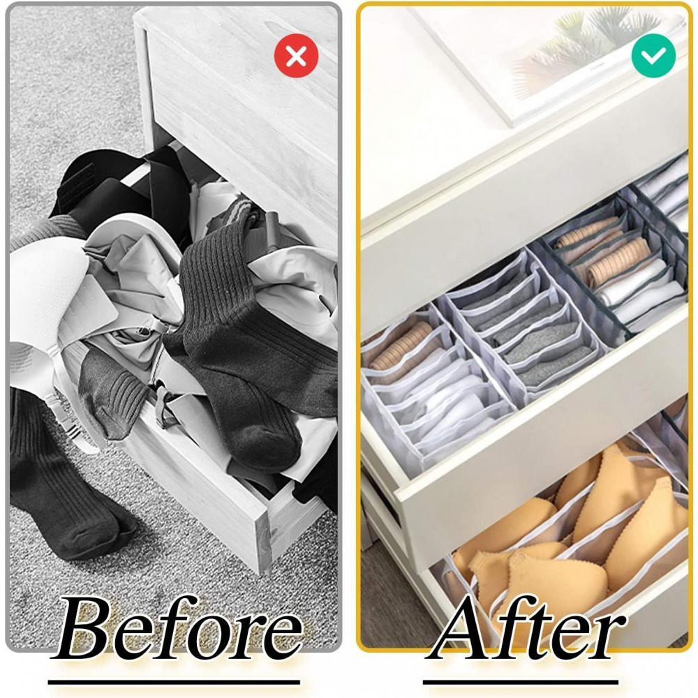 YumLock / Storage boxes organisers, Collapsible, Bra, underwear closet, White, (Thickening) 3pcs - 4