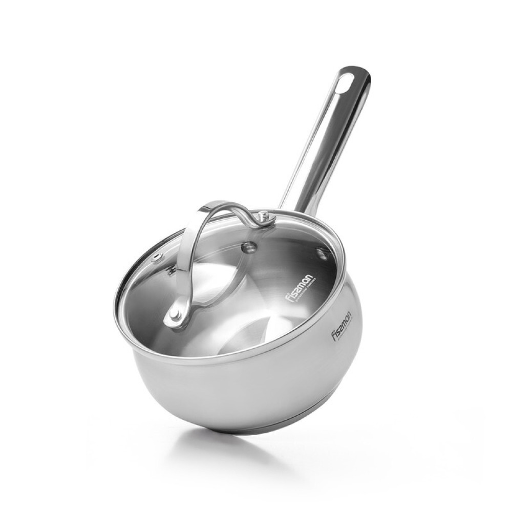 Fissman Saucepan With Glass Lid Stainless Martinez Series Steel 14x7cm/1.1LTR Silver 14x7cm - 1